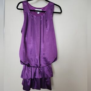 Anthropologie The Cue Cher Qu Silk Layered Bubble Dress ~PURPLE ~SMALL